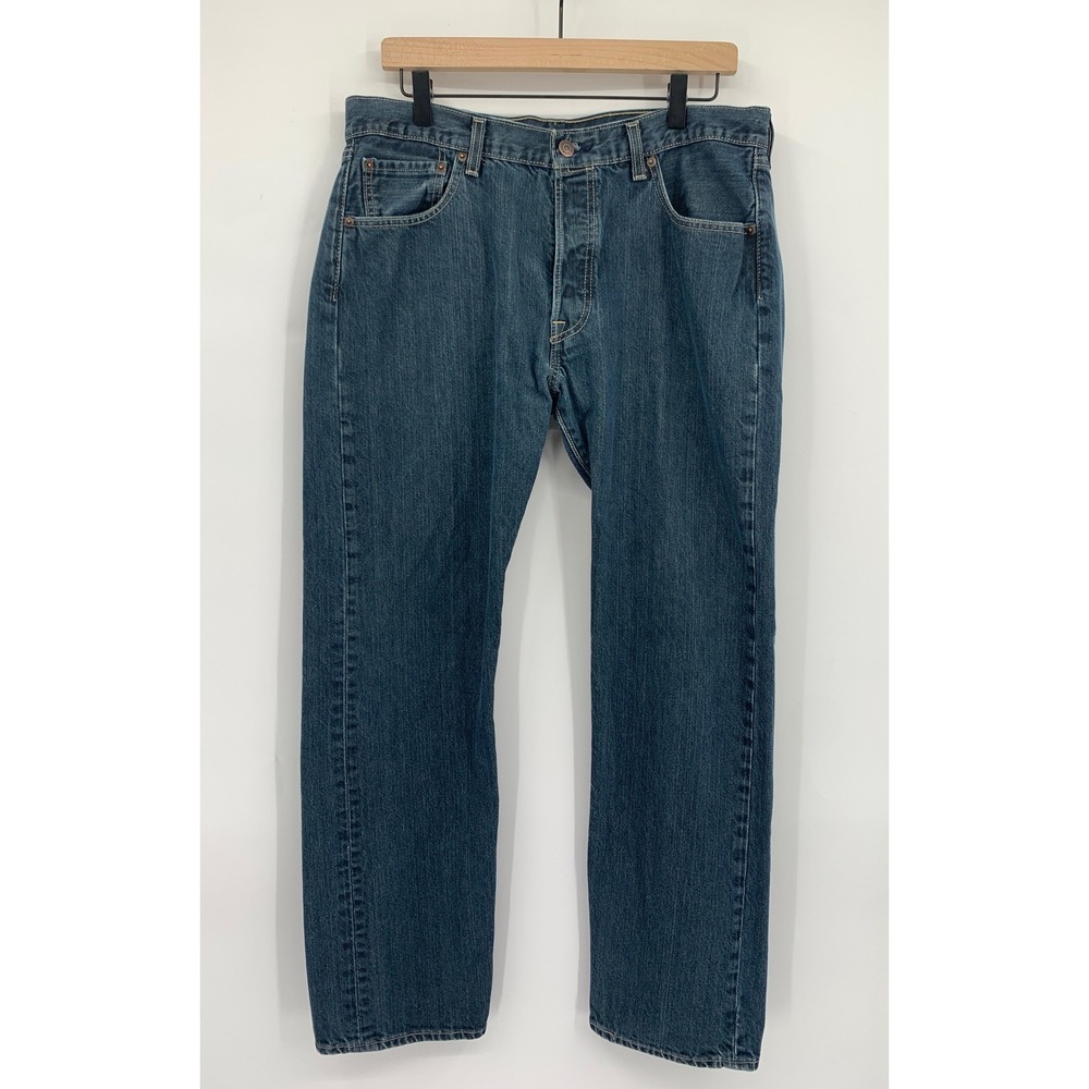 Levis 501 Jeans Mens 34x30 Blue Button Fly Straight Leg Denim Pants (Tag 34x32)